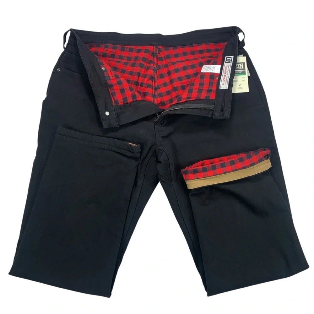 Duluth Trading Co Men’s 38x30 Black Ballroom DoubleFlex Flannel Lined Work Pants